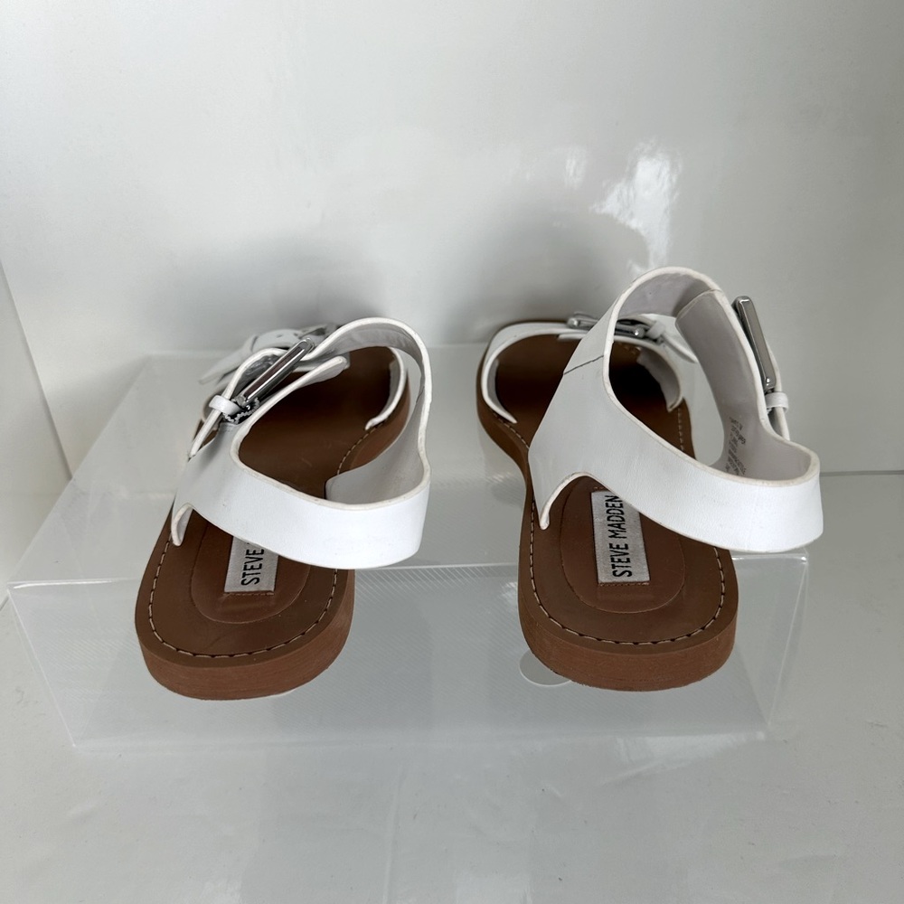 Steve Madden White Sandals with Silver Buckles - Picture 6 of 9